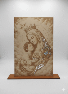 Todo sobre Sagrado Corazón de la Virgen María – Arte Calado en MDF 3 mm – 30 x 20 cm